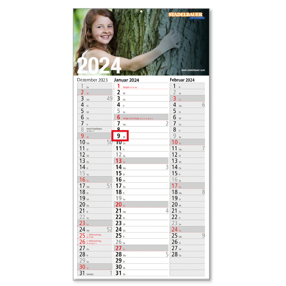 Werbeartikel 3-Monats-Kalender "Spectrum" Ausführung mit Werbedruck