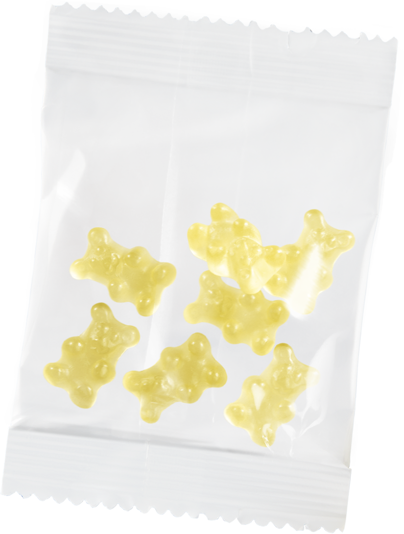 Werbeartikel Gummibärchen sortenrein gelb