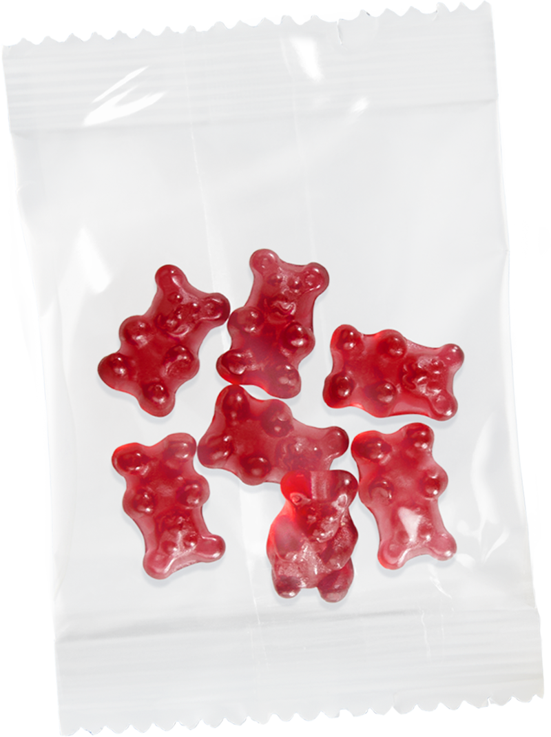 Werbeartikel Gummibärchen sortenrein rot