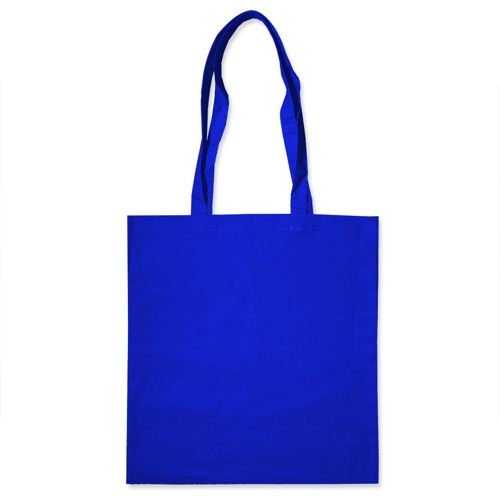 Werbeartikel Baumwolltasche blau mit langen Henkeln