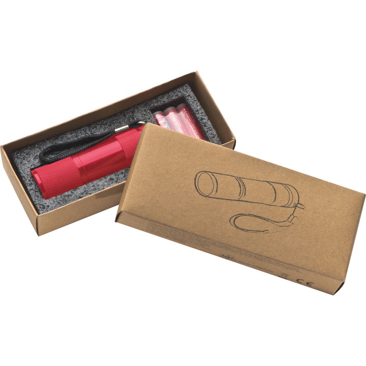 Werbeartikel Aluminium-Taschenlampe 9LED rot