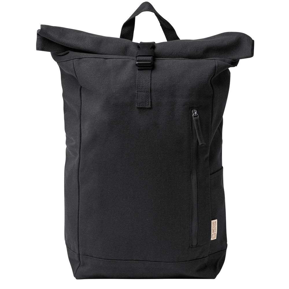 Werbeartikel Rucksack Schwarz aus recycelter Baumwolle