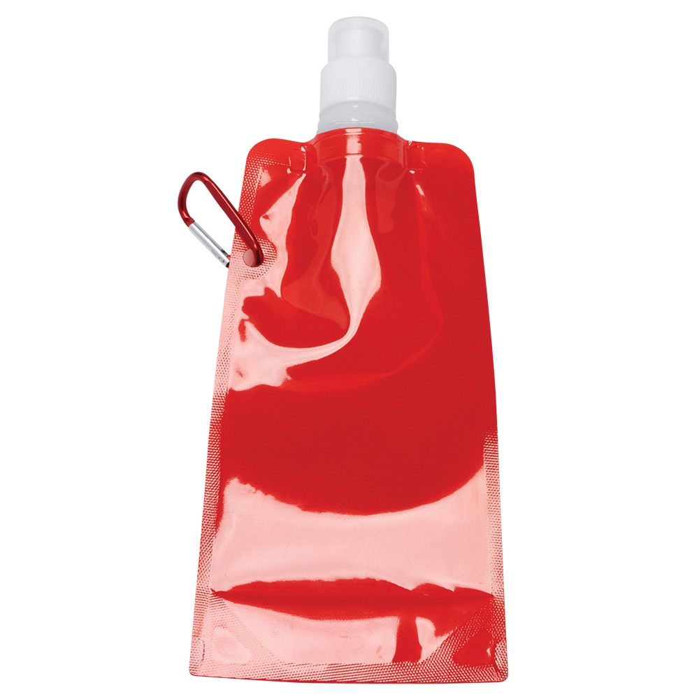 Werbeartikel Faltbare Flasche 400 ml Rot mit Schraubverschluß