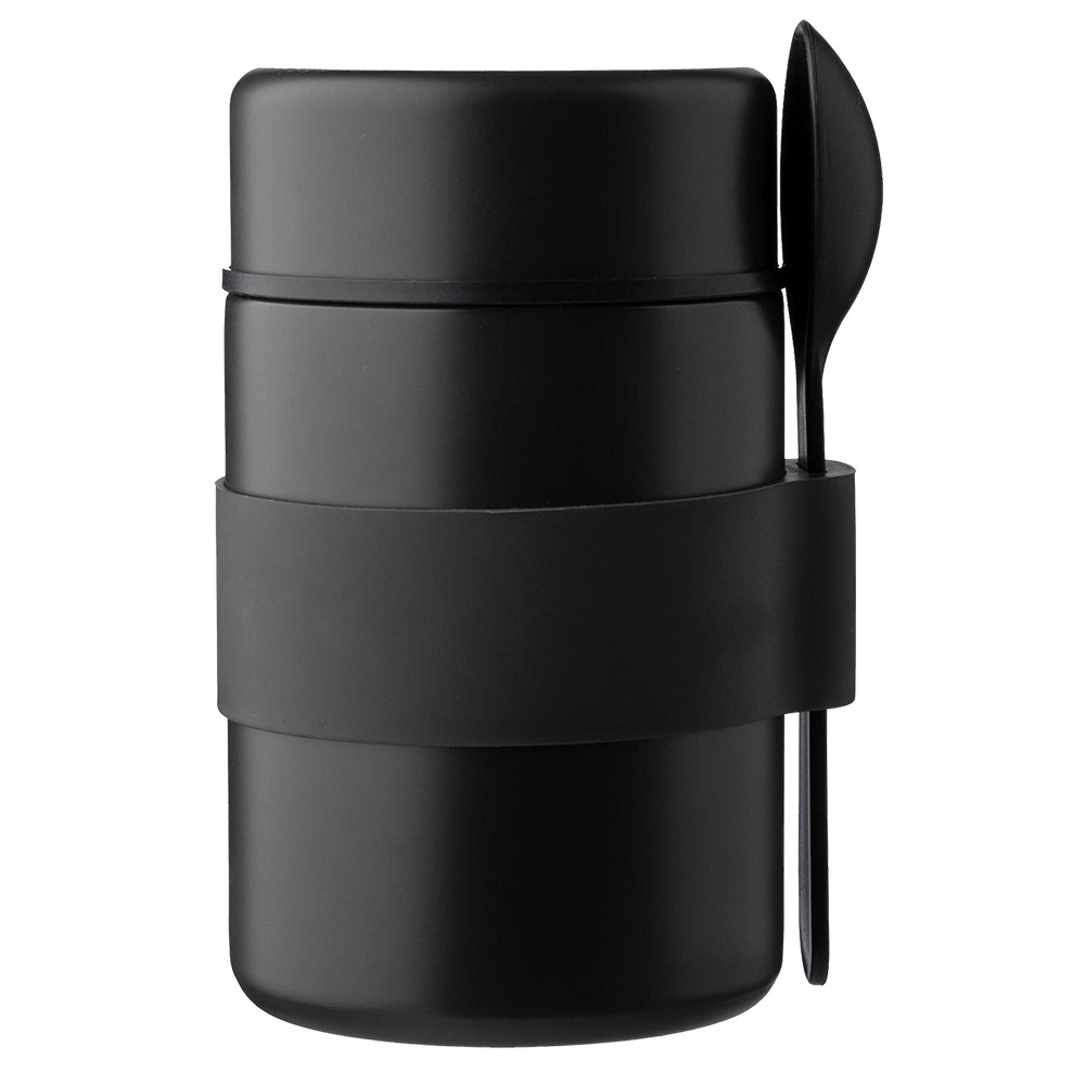 Werbeartikel Edelstahl Lunchpot Schwarz doppelwandig