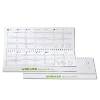 Querkalender im stabilen, weißen Karton-Einband