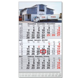 3-Monats-Kalender hellgrau Postversion