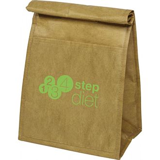 Kleine Kühltasche Papyrus-Look Non-Woven mit Klettverschluss braun