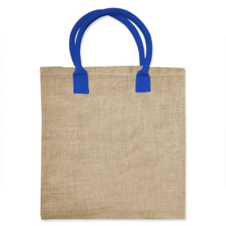 Jutetaschen Kalkut mit blauem Henkel | HACH Werbeartikel