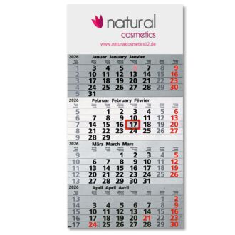 Werbetipp: 80 4-Monatskalender Farbe hellgrau inkl. einfarbigem Werbedruck