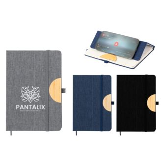 RPET Notizbuch A5 mit Handystütze Bambus