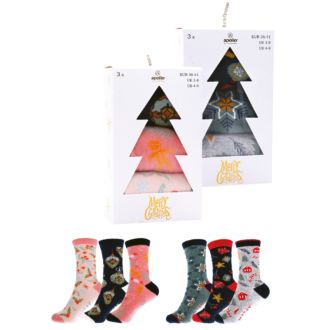 Weihnachtssocken Frauen 3er Set im Tannenbaumkarton