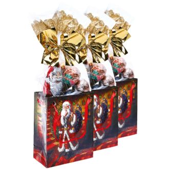 Weihnachtspräsenttüte Weihnachtsmann aus Papier 3er Set inkl je 45g Süsswaren