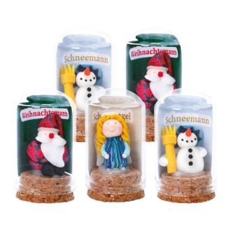 Weihnachtsfiguren im Glas 5er Set sortiert Handarbeit