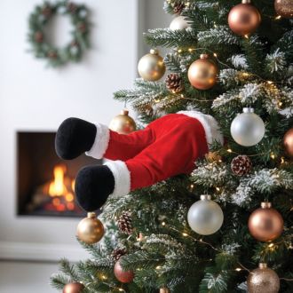 Weihnachtsmann im Tannenbaum bewegliche Beine und Sound