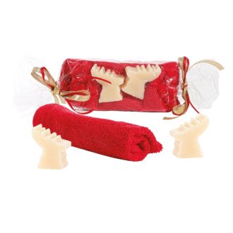 Seifenset Rentier inkl Waschhandschuh rot 2 Seifen 40g