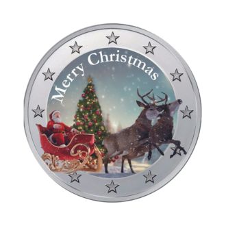 2 Euro M&uuml;nze BRD mit Farb Applikationen K&uuml;nstlerausgabe Motiv Weihnachten