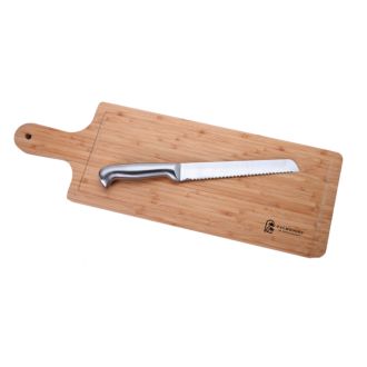 Bambus-Schneidebrett mit Edelstahl-Messer