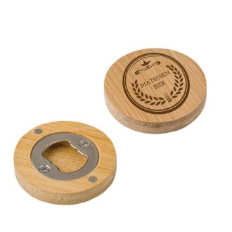 Bambus Flaschenöffner rund mit Magnet