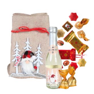 Filz Säckchen Wichtel im Wald inkl Secco 0,2l u Süßware 78g