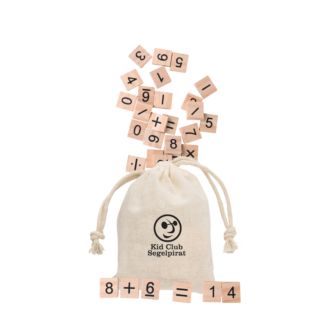 Holz-Lernspiel im Baumwollbeutel