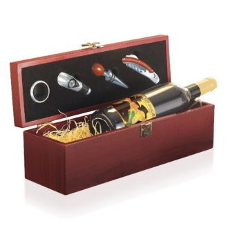 Holz-Wein-Box inkl. 1 Flasche Rotwein