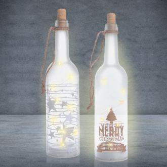 LED Weihnachtsglasflasche Motive sortiert