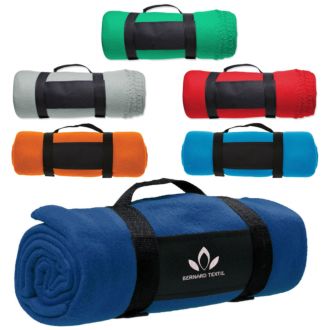 Picknickdecke aus Fleece mit Tragegriff, bunter Plaid 180 x 130 cm
