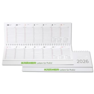 Querkalender im stabilen, weißen Karton-Einband