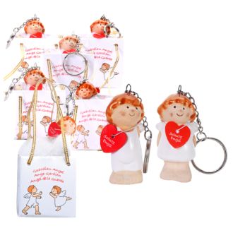 Schlüsselring Schutzengel 6er Set aus Keramik in Tüte