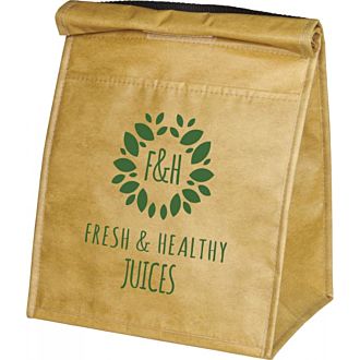 Große Kühltasche Papyrus-Look Non-Woven mit Klettverschluss braun