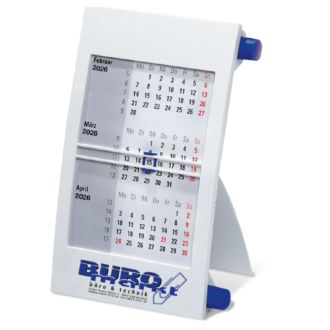 3-Monats-Tischkalender blau mit Drehknopf