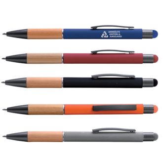 Alu Kugelschreiber mit Bambusgriffzone 