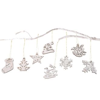 Holzhänger 48 er Set im Weihnachtsmann Aufsteller