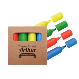 Mini Textmarkerset 4 teilig im Geschenkkarton