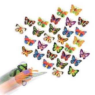 Bunte Schmetterlinge mit Rückzug 30er Set farblich sortiert