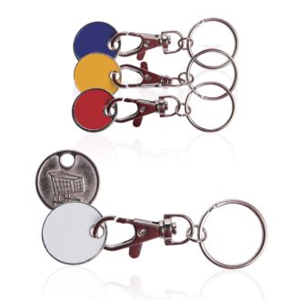 Einkaufswagenchip aus Metall mit Schlüsselring ohne Werbedruck