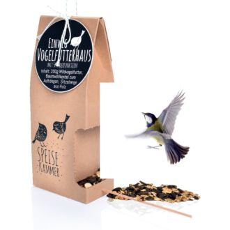 Einweg-Vogelfutterhaus mit Spenderfunktion Motiv Speisekammer
