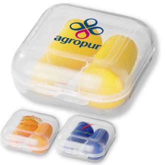 Ohrstöpsel Serenity aus PU-Schaumstoff, im Reiseetui 3,5  x  3,5 cm