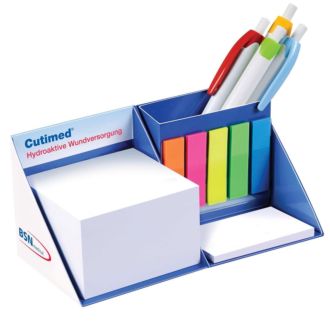 Notizwürfel mit Stiftehalter 4C Druck auf Außenseite