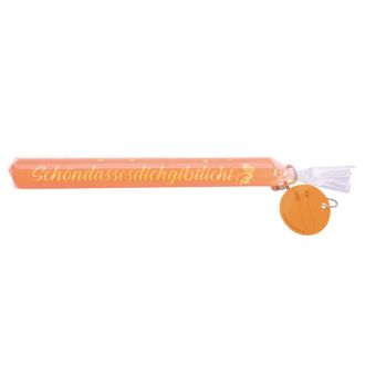 Wünschelicht m Anhänger Schöndassesdichgibt Kerze neonorange