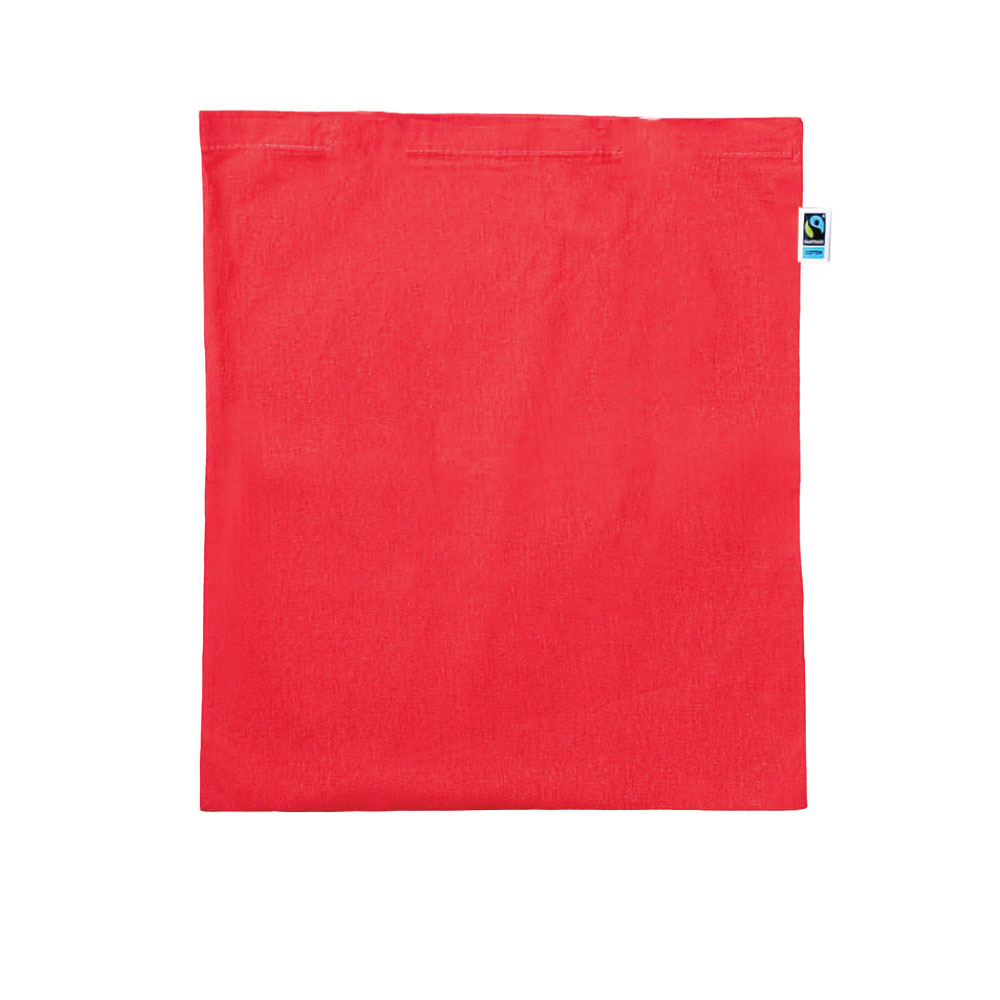 Werbeartikel Fair Trade Baumwolltasche m.langem Henkel rot