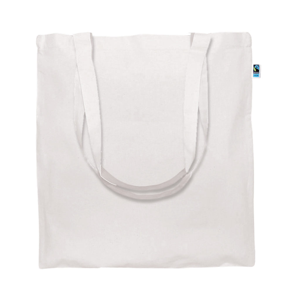 Werbeartikel Fair Trade Baumwolltasche m.langem Henkel weiss
