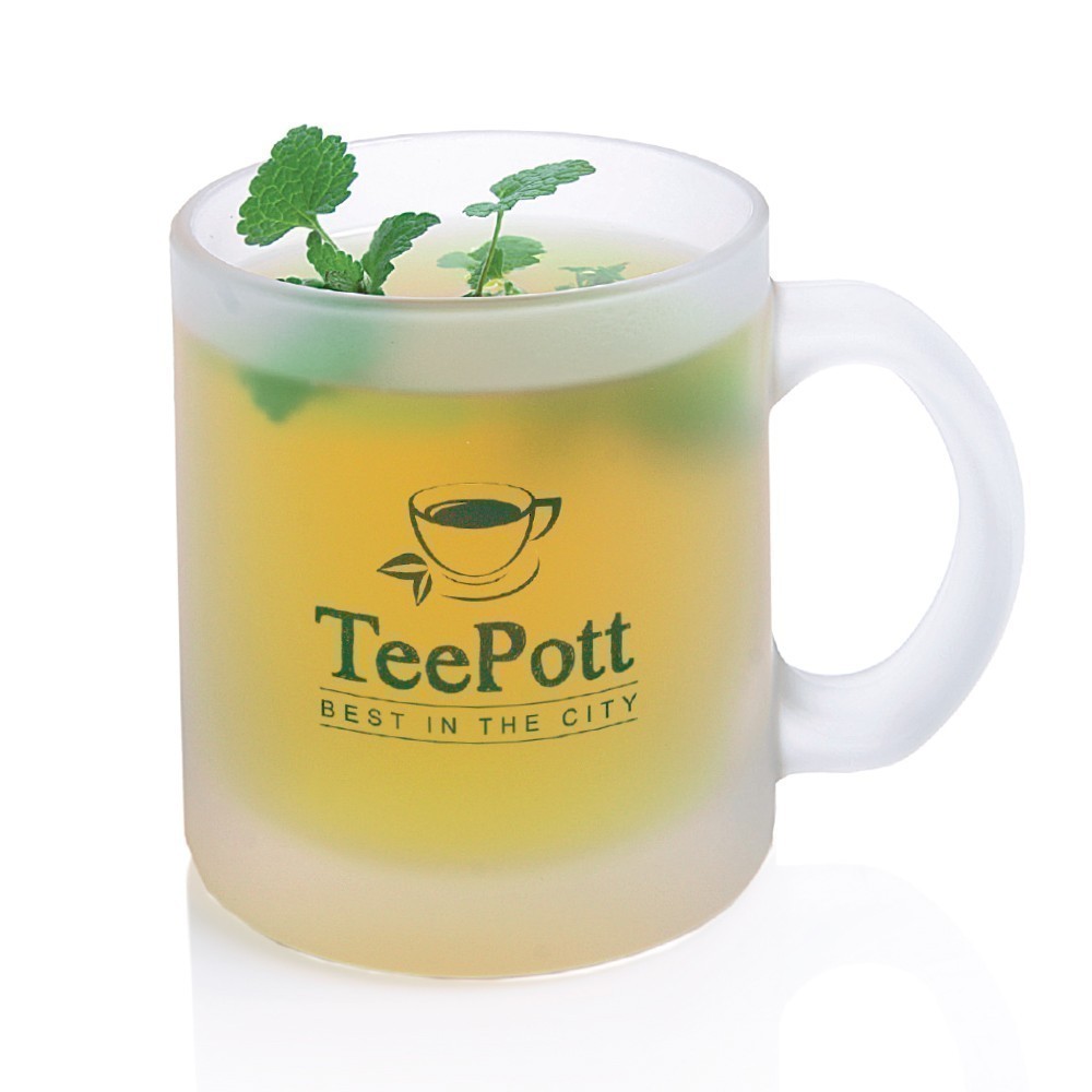 Werbeartikel Glasbecher Carina weiß-frosty Ausführung mit Werbedruck