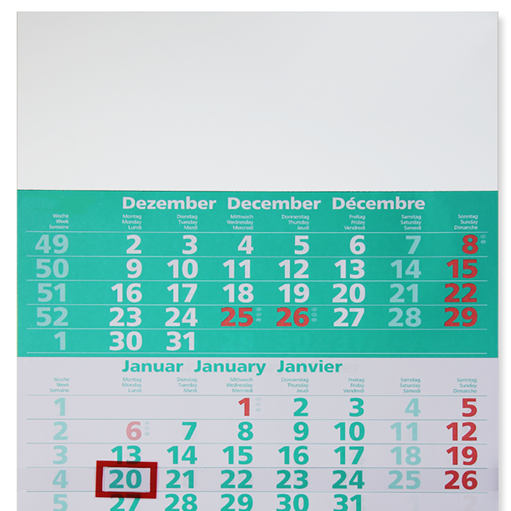 Werbeartikel Werbetipp: 150 3-Monats- Kalender grün inkl. einfarbigem Werbedruck