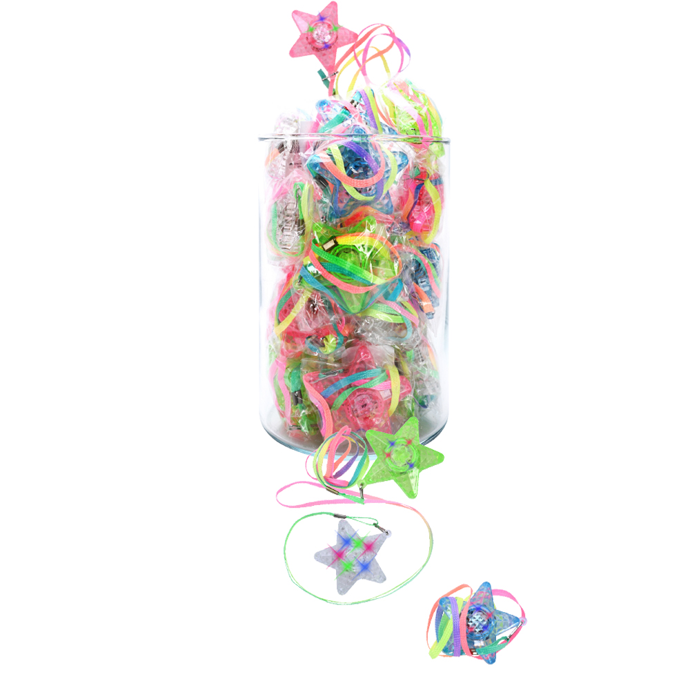 Werbeartikel LED Stern zum Umhängen 24er Set farbl sortiert