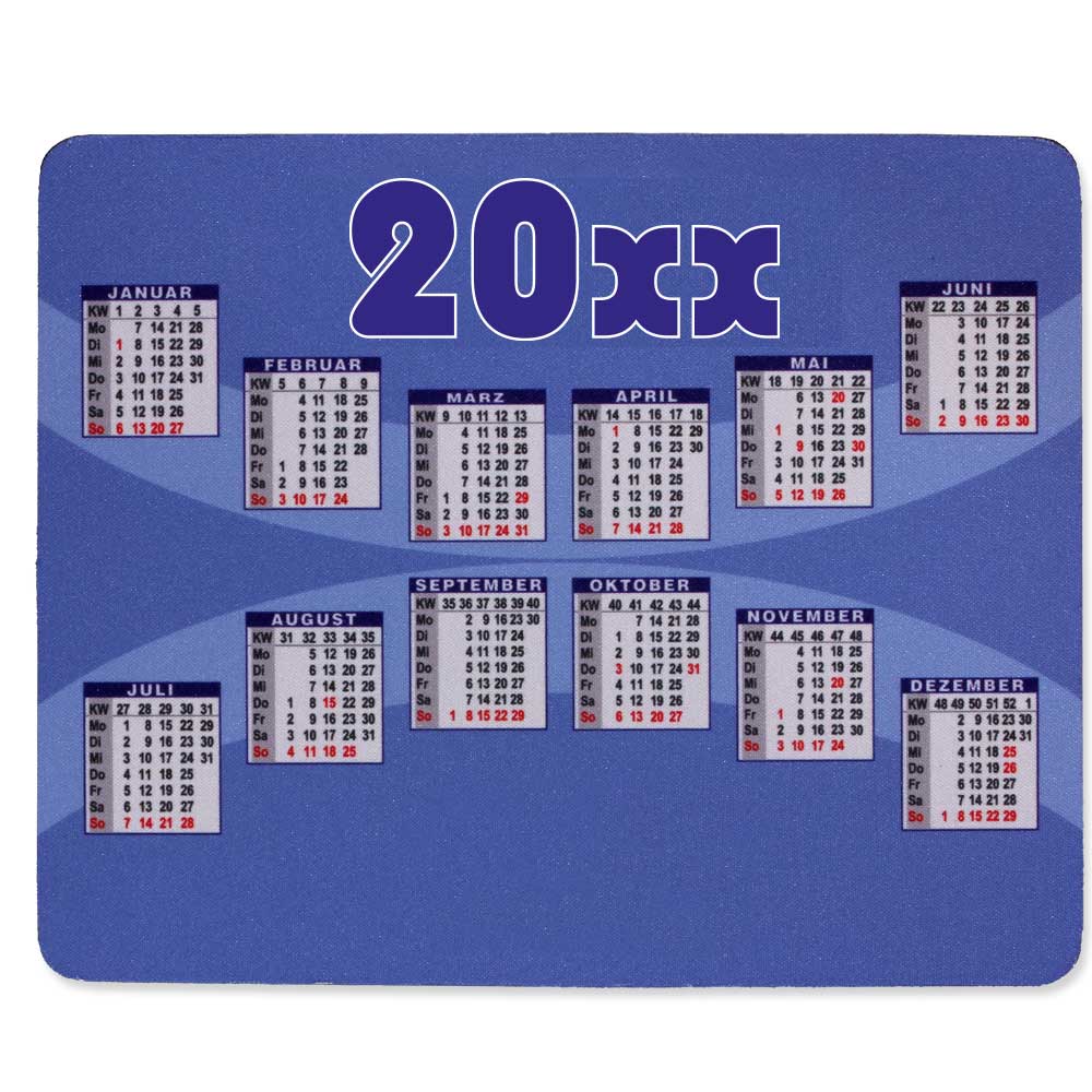 Werbeartikel Mousepad Kalender blau