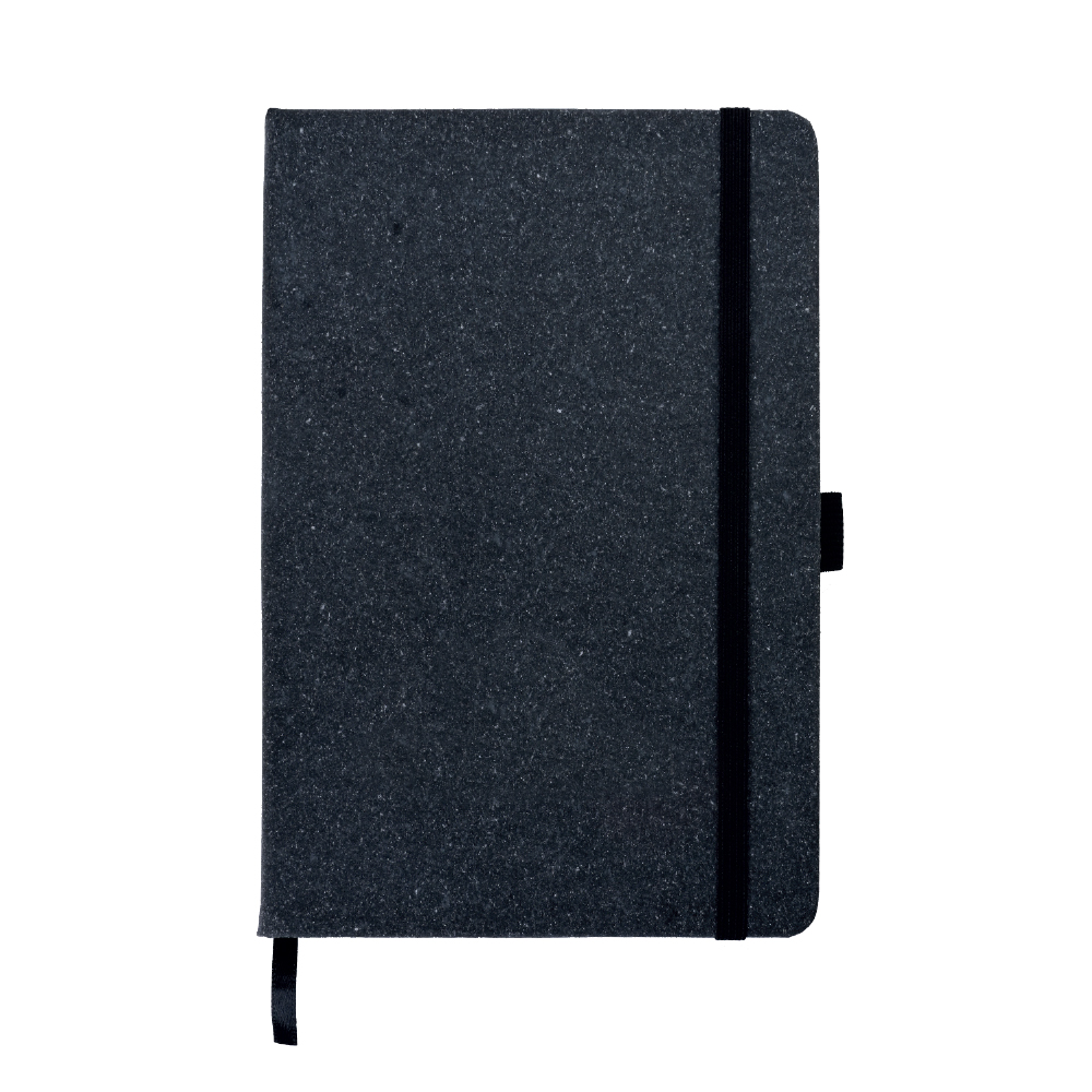 Werbeartikel Notizbuch A5 schwarz aus recyceltem Leder