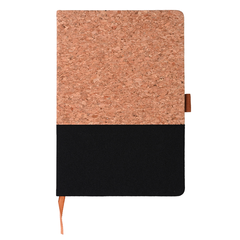 Werbeartikel Notizbuch Trevor schwarz aus Kork und Baumwolle