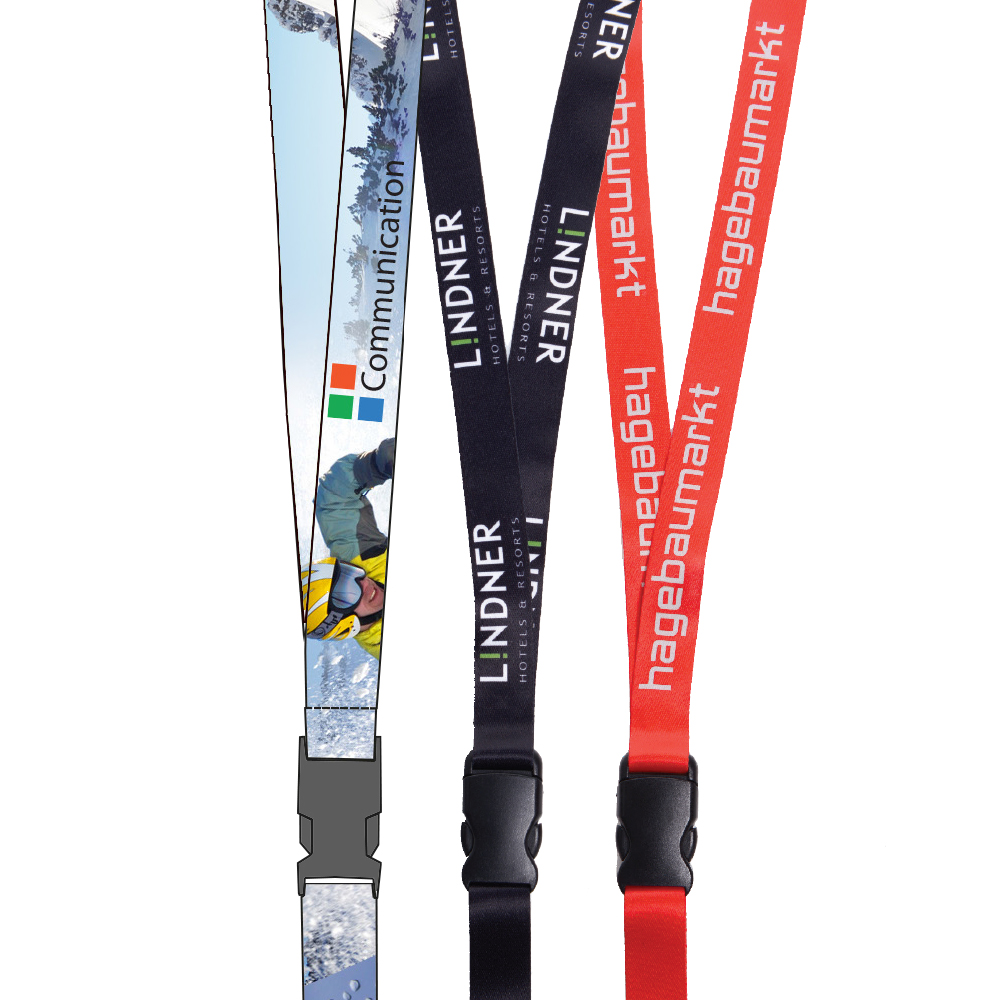 Werbeartikel Reflects Lanyard 15 mm mit feinem Polyester inkl. 2 seitigem Digitaldruck