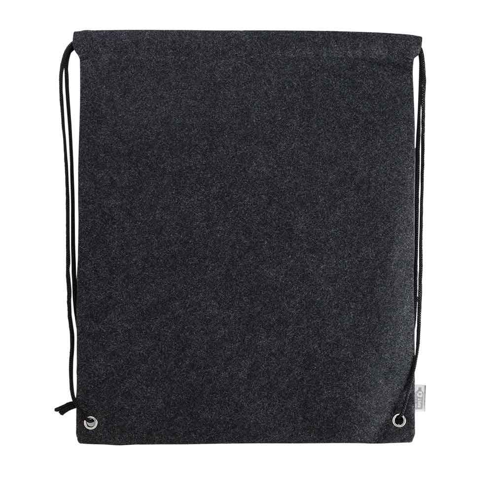 Werbeartikel RPET-Filz Rucksack dunkegrau Maya mit Kordelzug